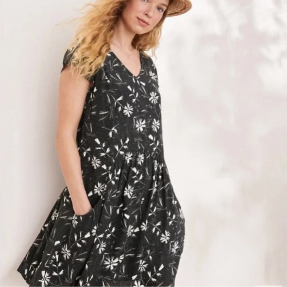 Garnet Hill Black White Floral Women’s Dress